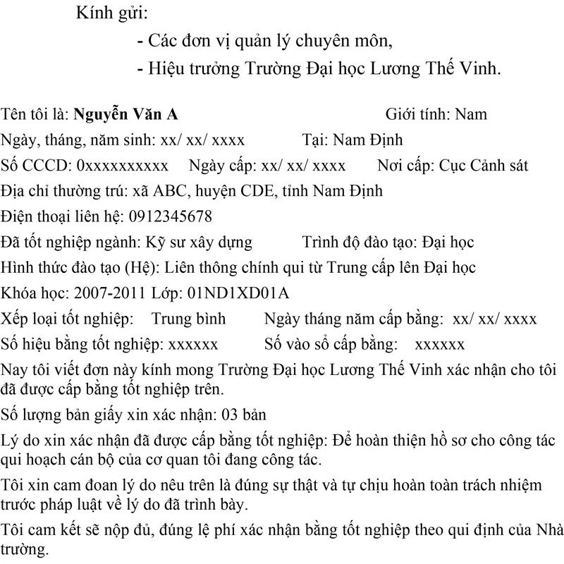 hồ sơ nhận bằng đại học