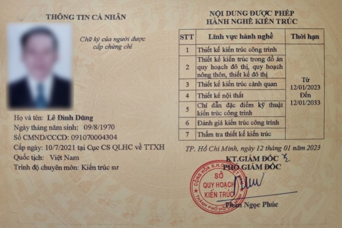 bằng cao đẳng kiến trúc có được cấp chứng chỉ hành nghề không