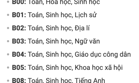 khối b gồm những môn nào